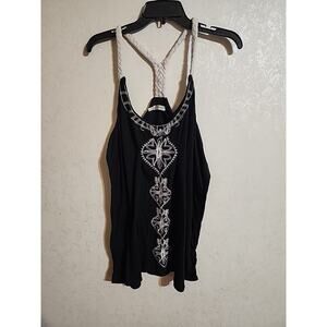 Maurices Plus Size 2 Womens Razorback Tank Embroidered Black